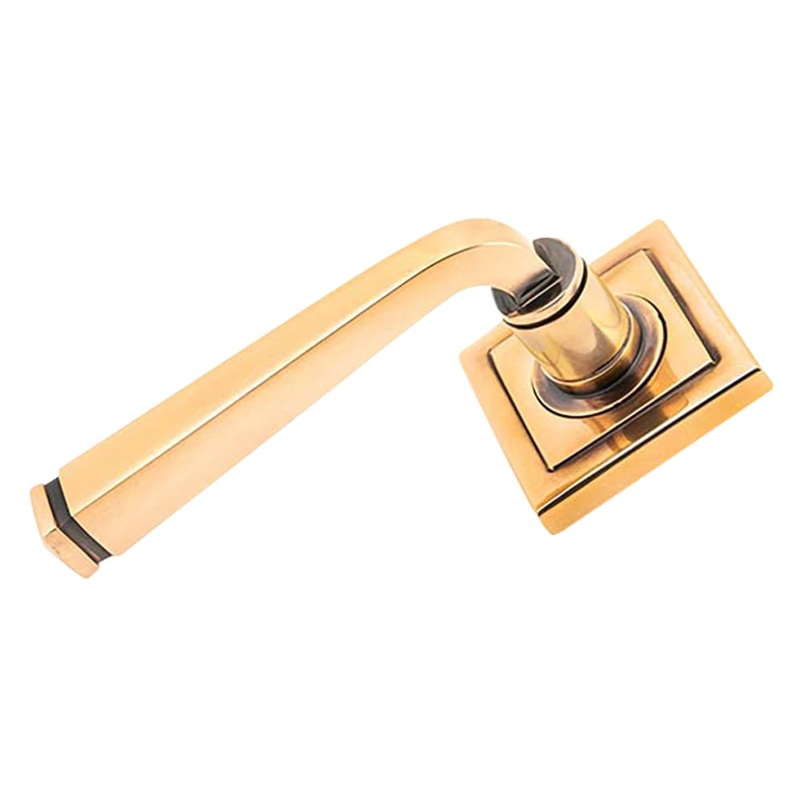 From The Anvil Avon Door Handle on Plain Square Rose – Polished Bronze