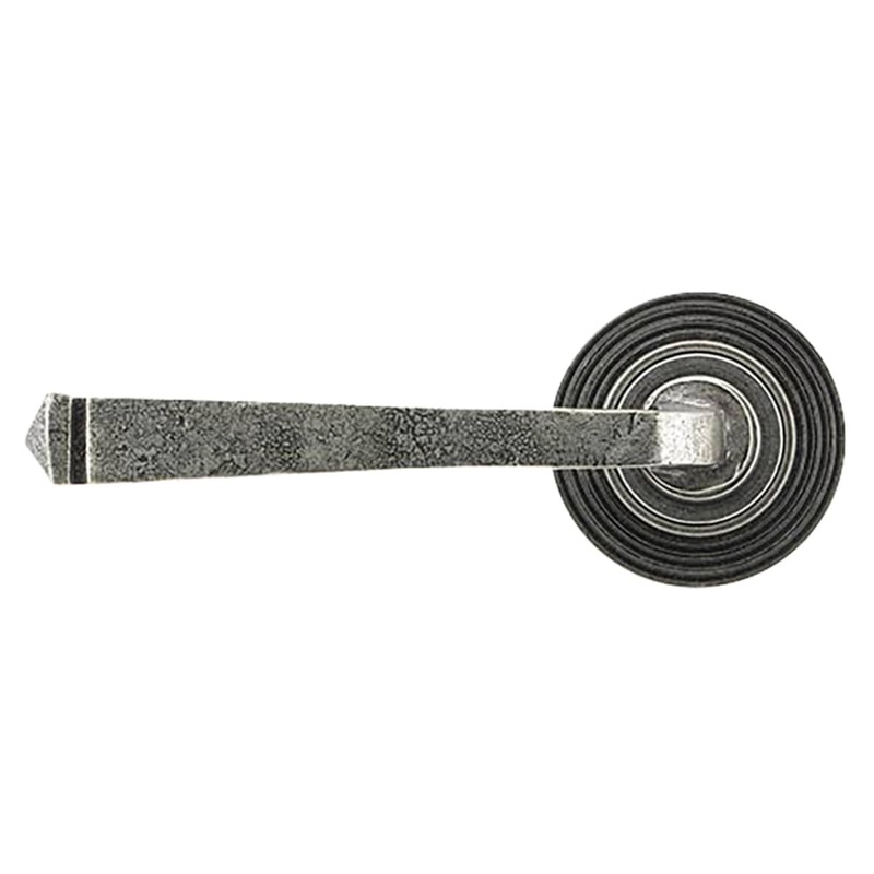 From The Anvil Avon Door Handle on Reeded Beehive Rose – Pewter