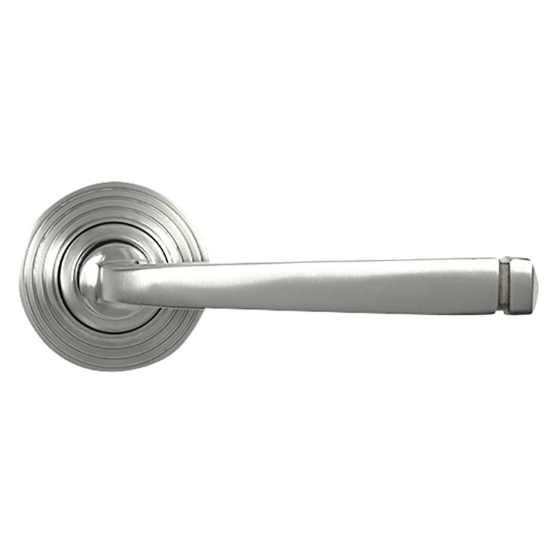 From The Anvil Avon Door Handle on Reeded Beehive Rose – Satin Stainless Steel