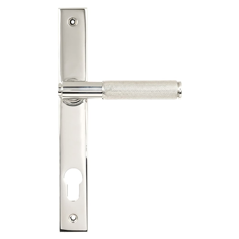 From The Anvil Brompton uPVC Slimline Knurled Multipoint Door Handle – 92mm c/c – Satin Stainless