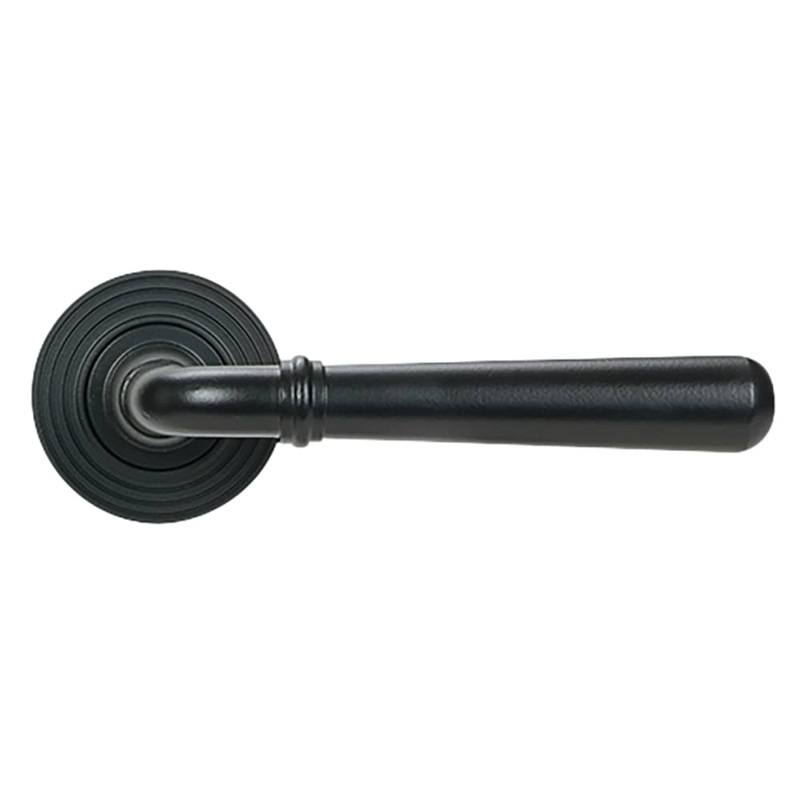 From The Anvil Newbury Door Handle on Reeded Beehive Rose – Matt Black