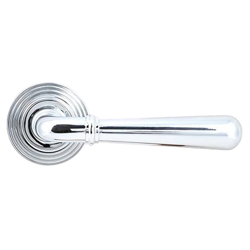 From The Anvil Newbury Door Handle on Reeded Beehive Rose – Polished Chrome