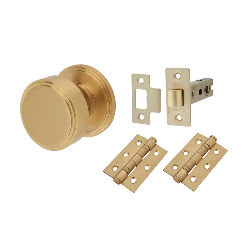Hampstead Riley Mortice Door Knob Kit  – 62mm Rose Diameter – Satin Brass