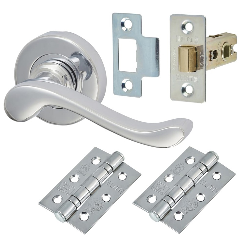 Heritage Brass by M Marcus Bedford Latch Door Handle on Rose Kit – Polished Chrome