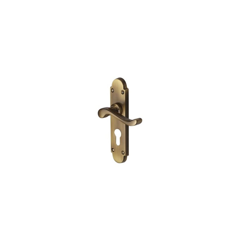 Heritage Brass by M Marcus Savoy Lock Door Handle – Euro – 171 x 42mm – Antique Brass