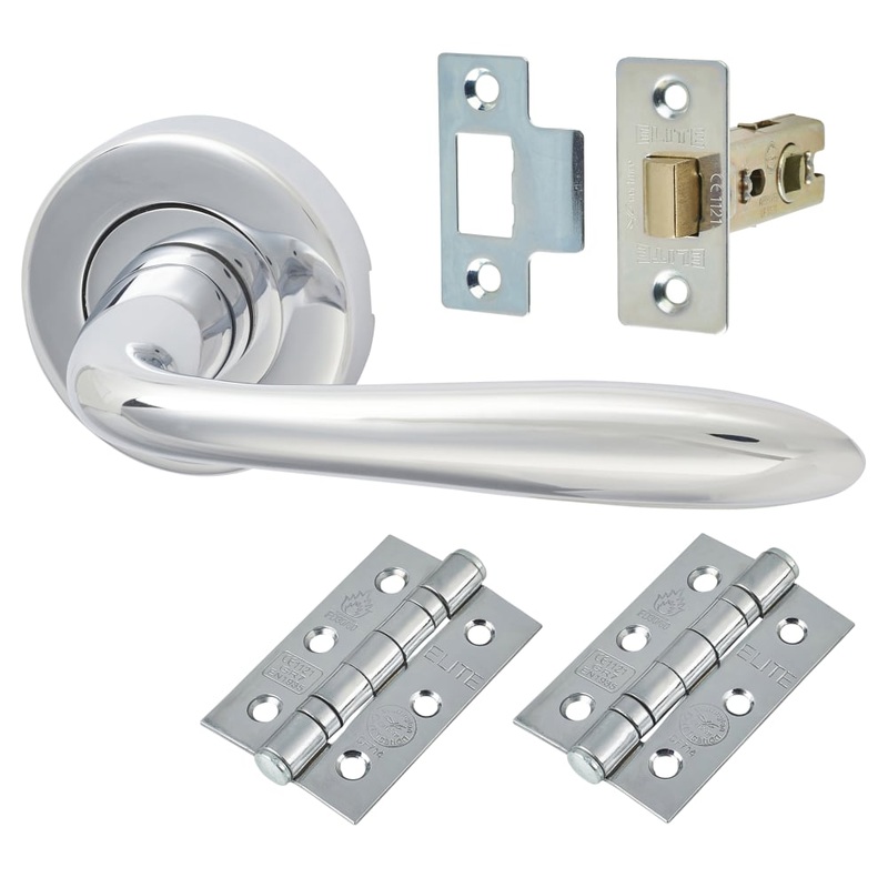 Heritage Brass by M Marcus Sutton Latch Door Handle on Rose Kit – Polished Chrome