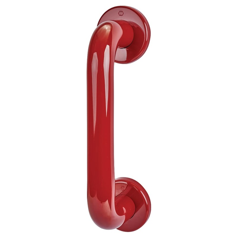 Hoppe AR602/300 Nylon D-Bar Door Pull Handle on Rose – Screw Fix – 300mm c/c – Rouge Red