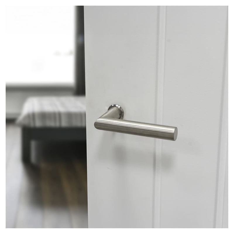 Hoppe Mini Rose Amsterdam Door Handle on Rose – Satin Nickel