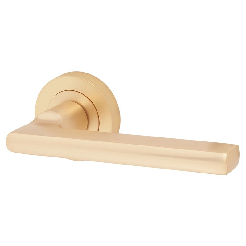Jedo by Frelan Jet Door Handle on Rose – Satin Brass