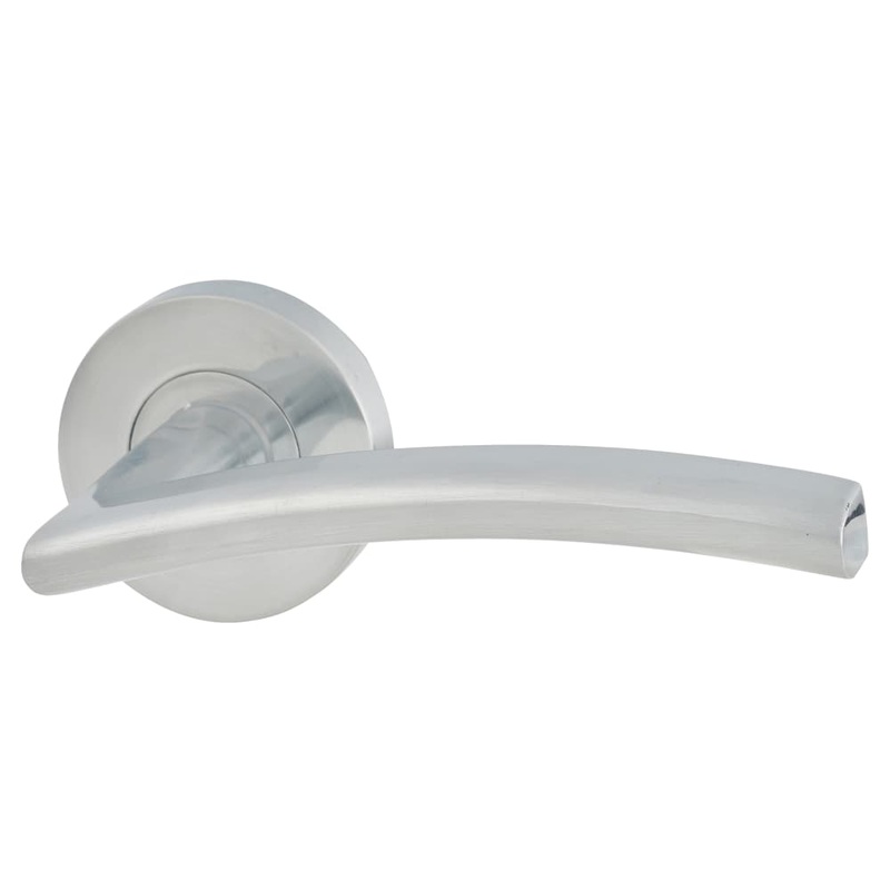 Jigtech Sabre Door Handle on Rose – Satin Chrome