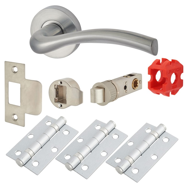 Jigtech Solar Latch Door Handle on Rose Kit – Passage – Satin Chrome