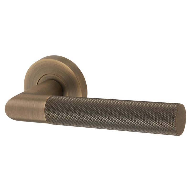 Jigtech Tactil Door Handle on Rose – Matt Antique Brass