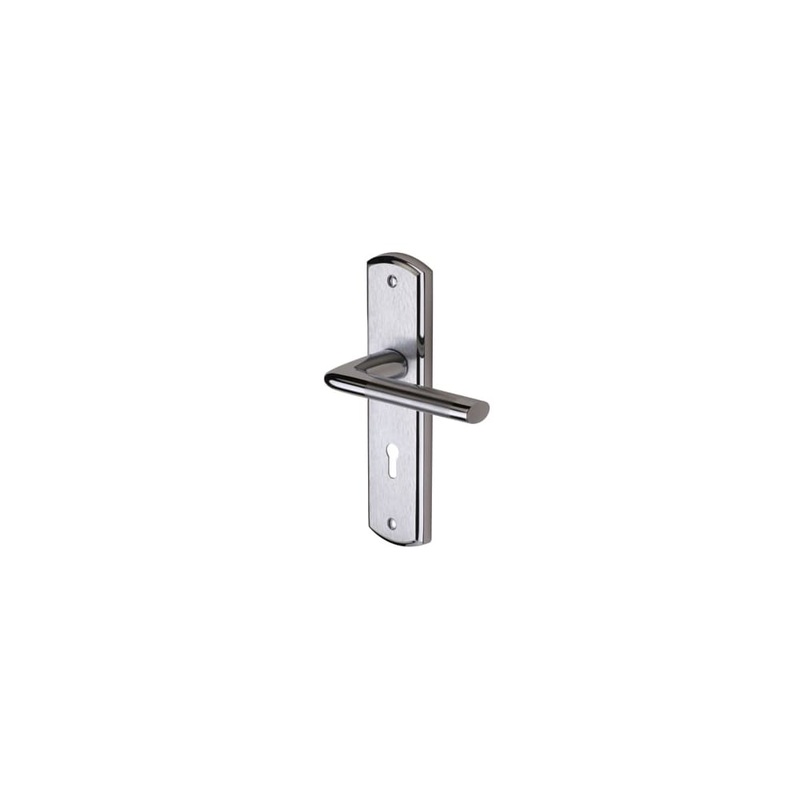 M Marcus Lena Lock Door Handle – Keyhole – 190 x 48mm – Satin/Polished Chrome