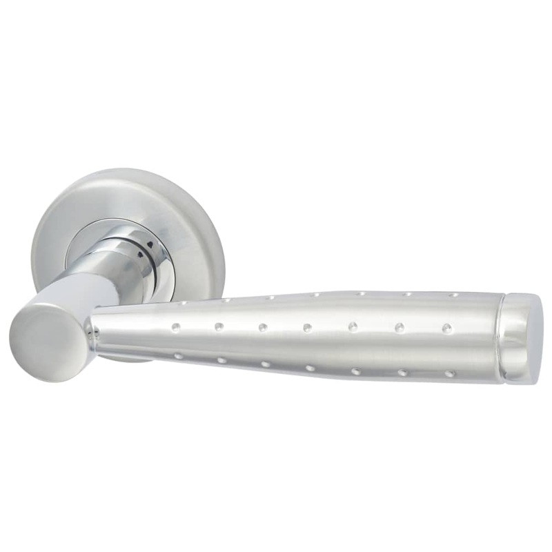 M Marcus Roda Door Handle on Rose – Satin/Polished Chrome
