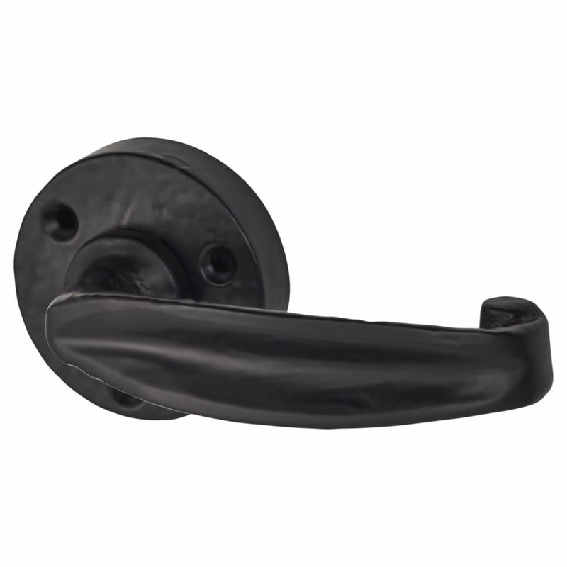 Olde Forge Tudor Door Handle on Rose – Antique Black Iron