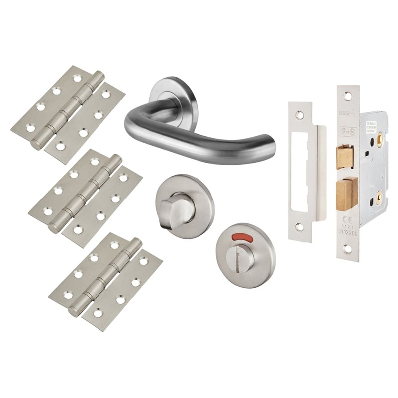 Touchpoint 19mm Return to Door Bathroom Lock Door Handle on Rose Kit – Stainless Steel