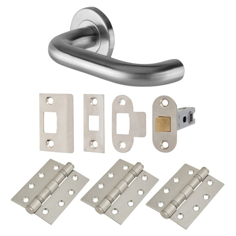 Touchpoint 19mm Return to Door Latch Door Handle on Rose Kit – Stainless Steel