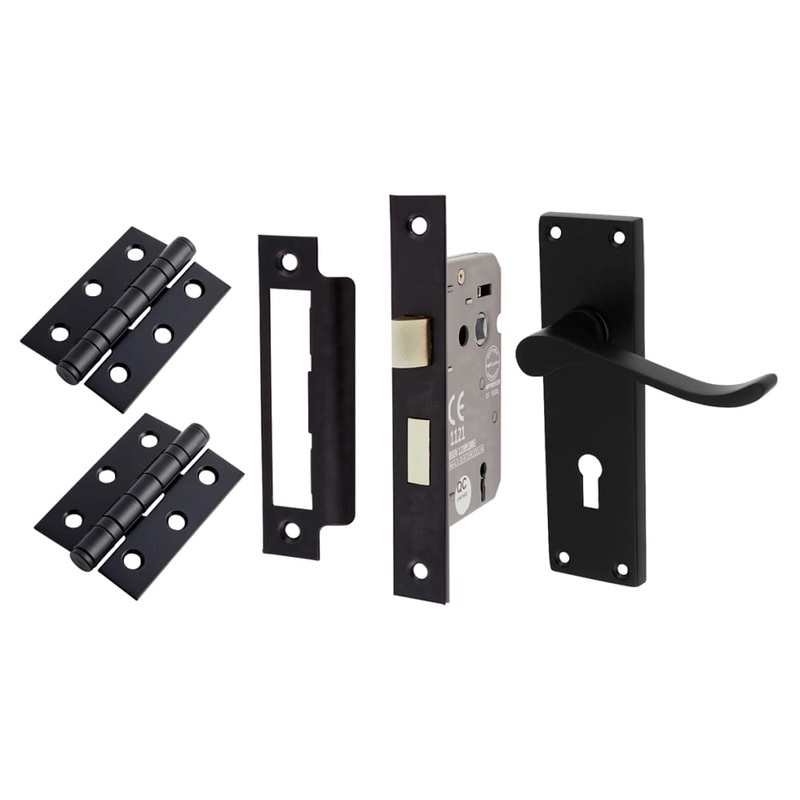 Touchpoint Budget Scroll 3 Lever Sashlock Door Handle Kit – Matt Black