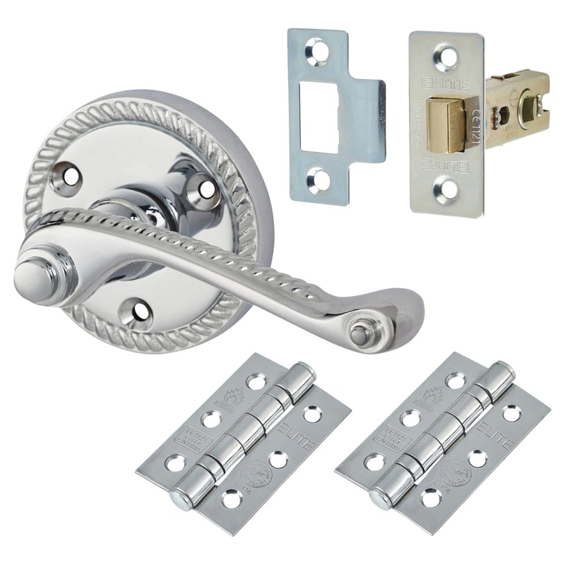 Touchpoint Georgian Latch Door Handle on Rose Kit – Polished Chrome