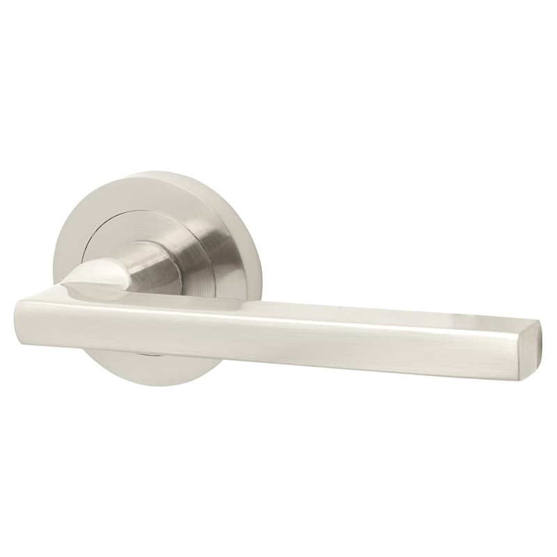 Touchpoint Lexi Door Handle on Rose – Satin Nickel (Satin Chrome Effect)
