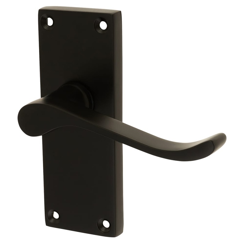 Touchpoint Mia Budget Scroll Latch Door Handle – Short Plate – 114 x 42mm – Matt Black