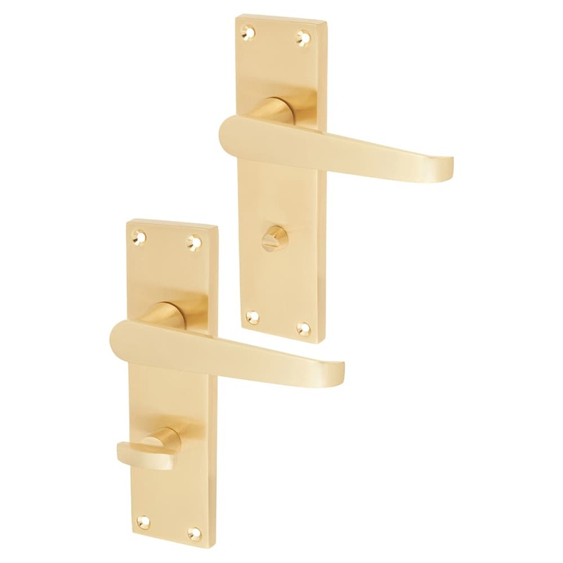 Touchpoint Mia Budget Straight Bathroom Door Handle – 153 x 42mm – Satin Brass