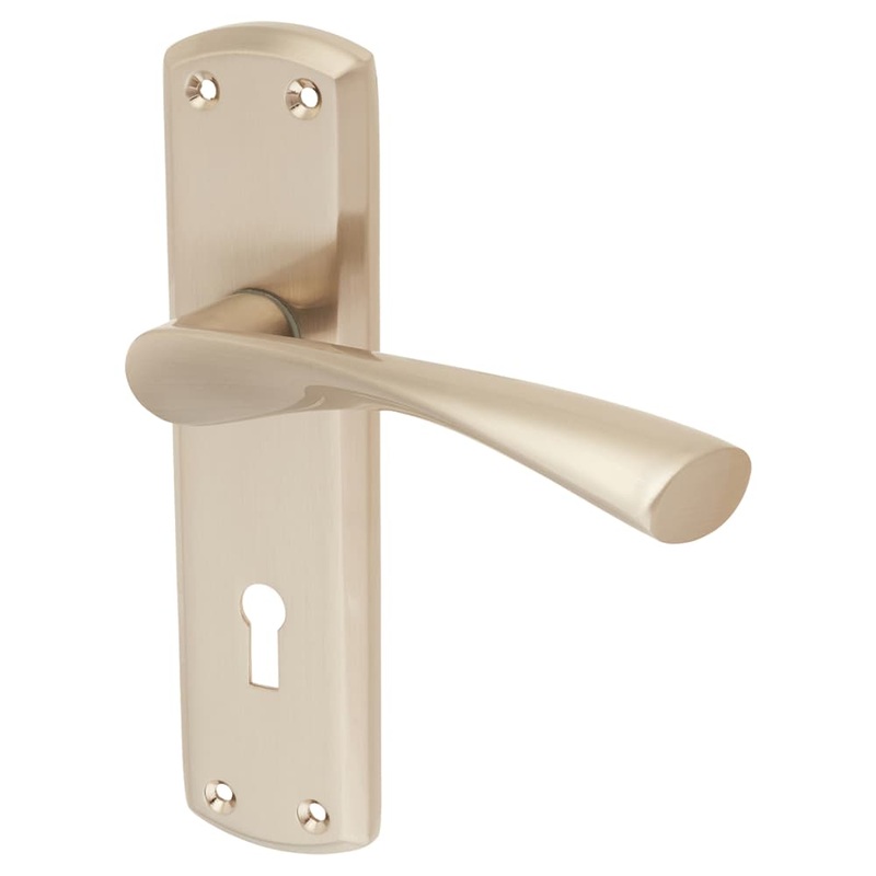 Touchpoint Monza Lock Door Handle – Keyhole – 175 x 45mm – Satin Nickel