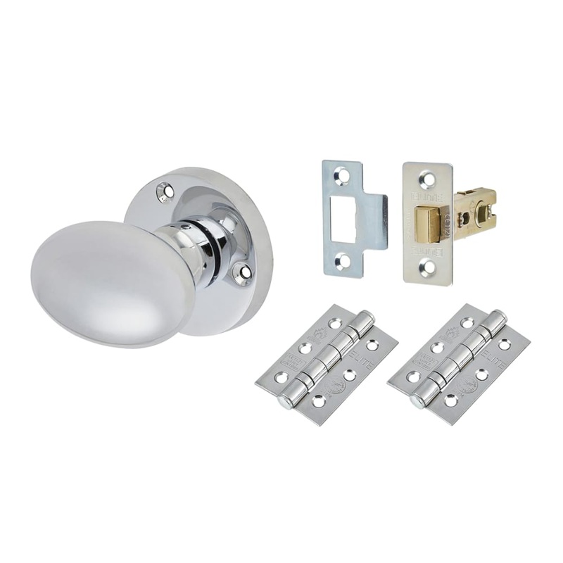 Touchpoint Victorian Oval Mortice Door Knob Kit – 61mm Rose Diameter – Polished Chrome