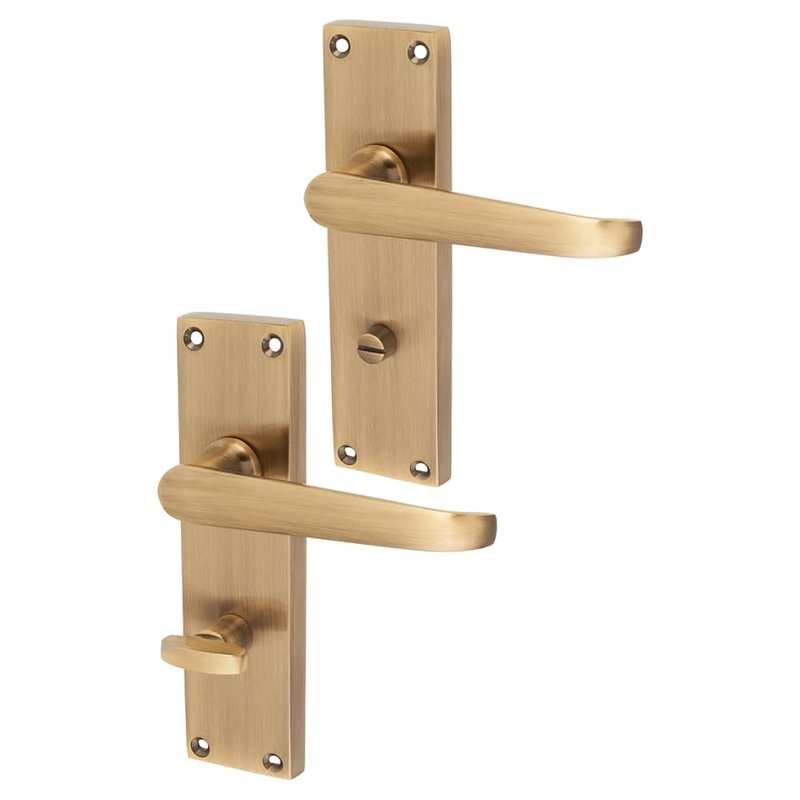 Touchpoint Victorian Straight Bathroom Door Handle – 155 x 42mm – Antique Brass