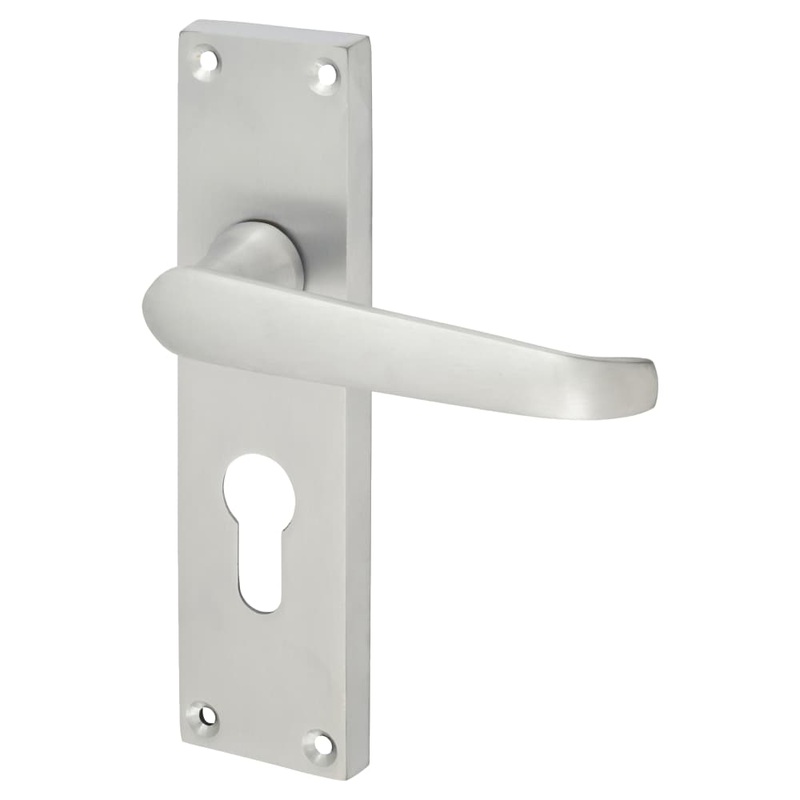Touchpoint Victorian Straight Lock Door Handle – Euro – 155 x 42mm – Satin Chrome