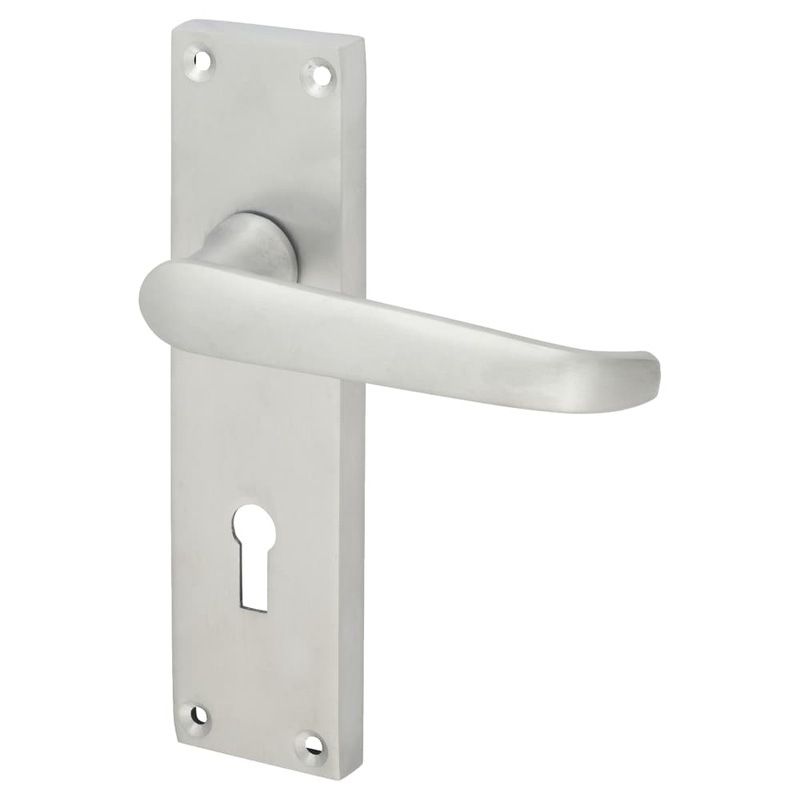 Touchpoint Victorian Straight Lock Door Handle – Keyhole – 152 x 42mm – Satin Chrome