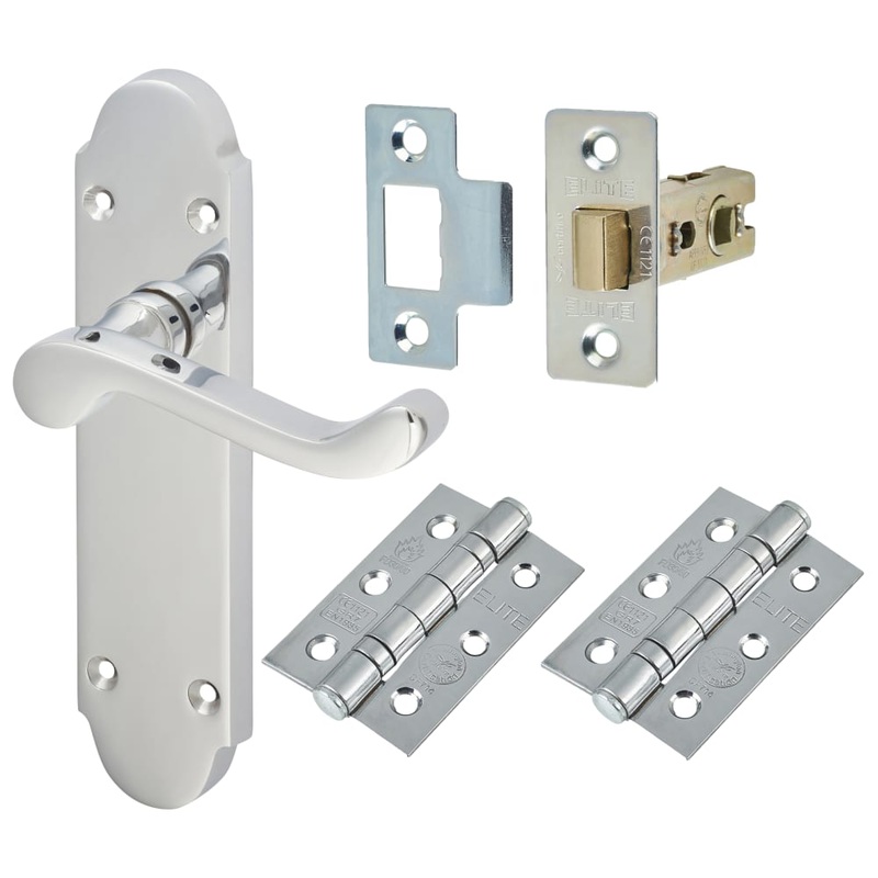 Touchpoint Victorian Summer Latch Door Handle Kit – Polished Chrome