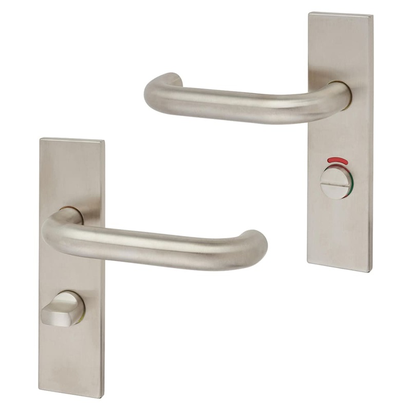 Altro 19mm Return to Door Bathroom Door Handle – Square Plate – 57mm c/c – RH – Sat Stainless Steel