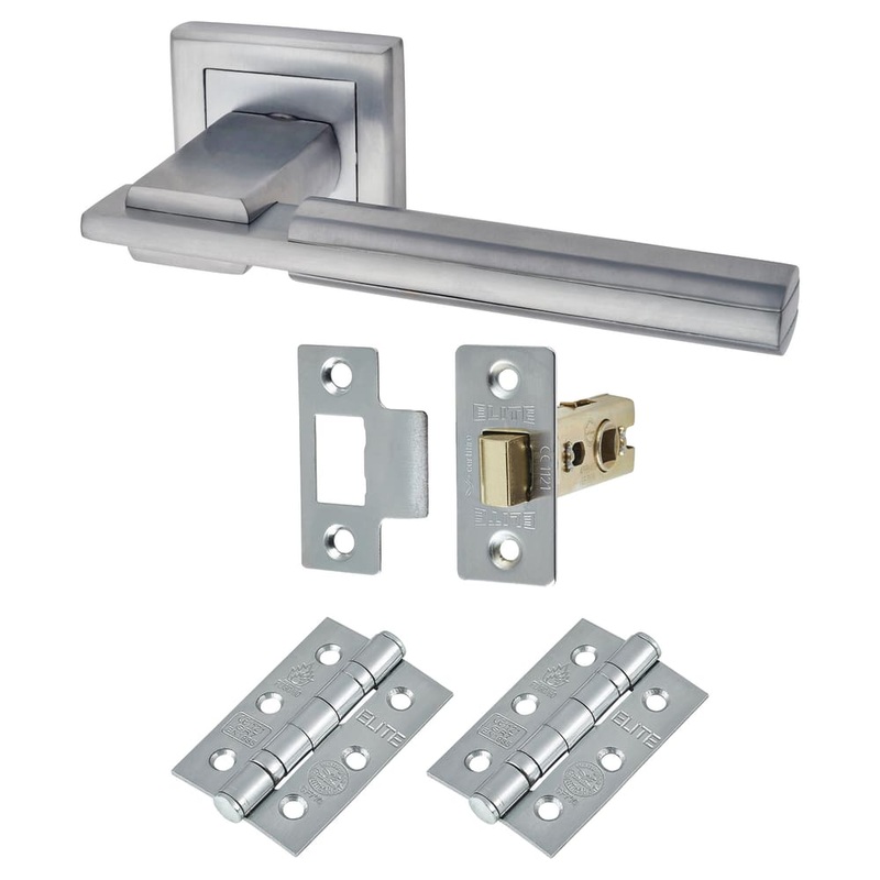 Altro Alpha Latch Door Handle on Square Rose Kit – Satin Chrome