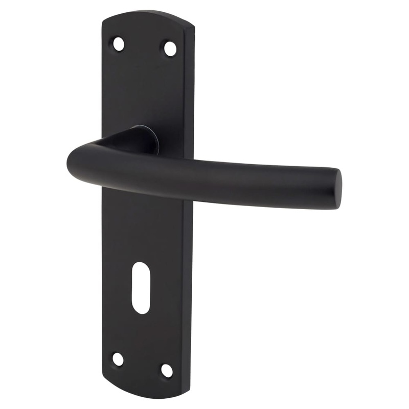 Altro Arched Lock Door Handle – Keyhole – 172 x 44mm – Matt Black