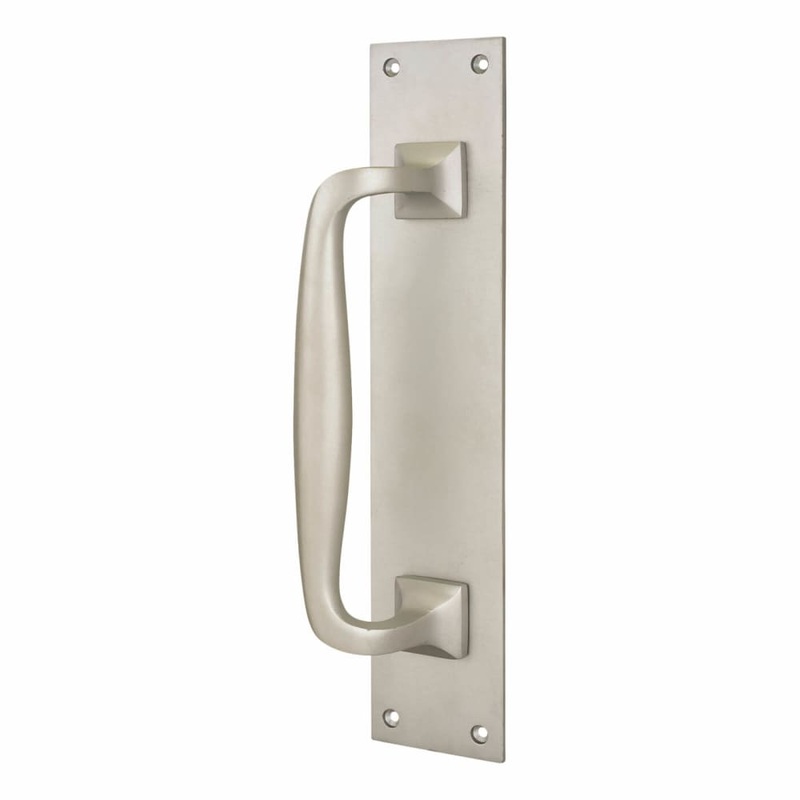 Altro Brewery Offset Door Pull Handle on Plate – Screw Fix – 305 x 63mm – Satin Aluminium