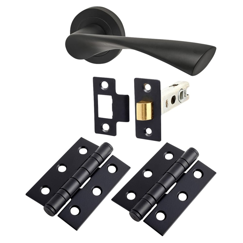 Altro Knightsbridge Latch Door Handle on Rose Kit – Matt Black
