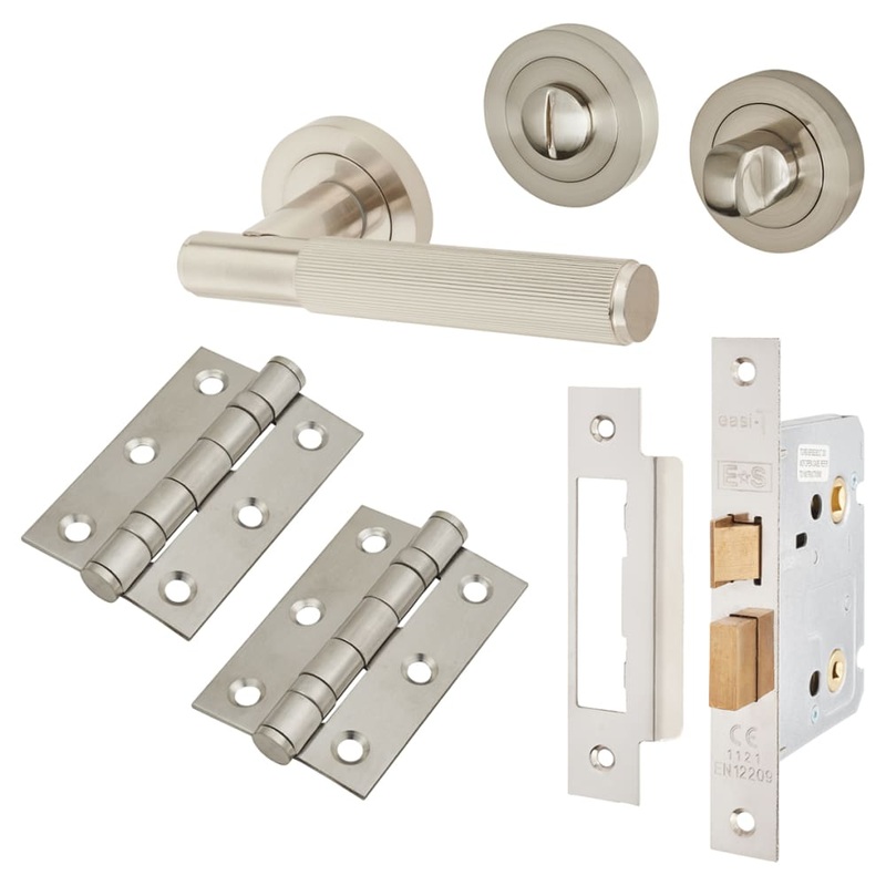 Altro Nova Lines Bathroom Lock Door Handle Kit – Satin Nickel