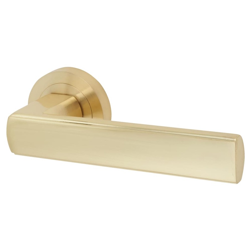 Altro Zara Door Handle on Rose – Satin Brass