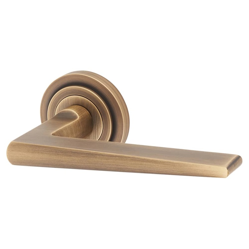 Burlington BUR10 by Frelan Mayfair Door Handle on Stepped Rose – Antique Brass