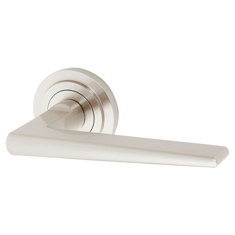 Burlington BUR10 by Frelan Mayfair Door Handle on Stepped Rose – Satin Nickel