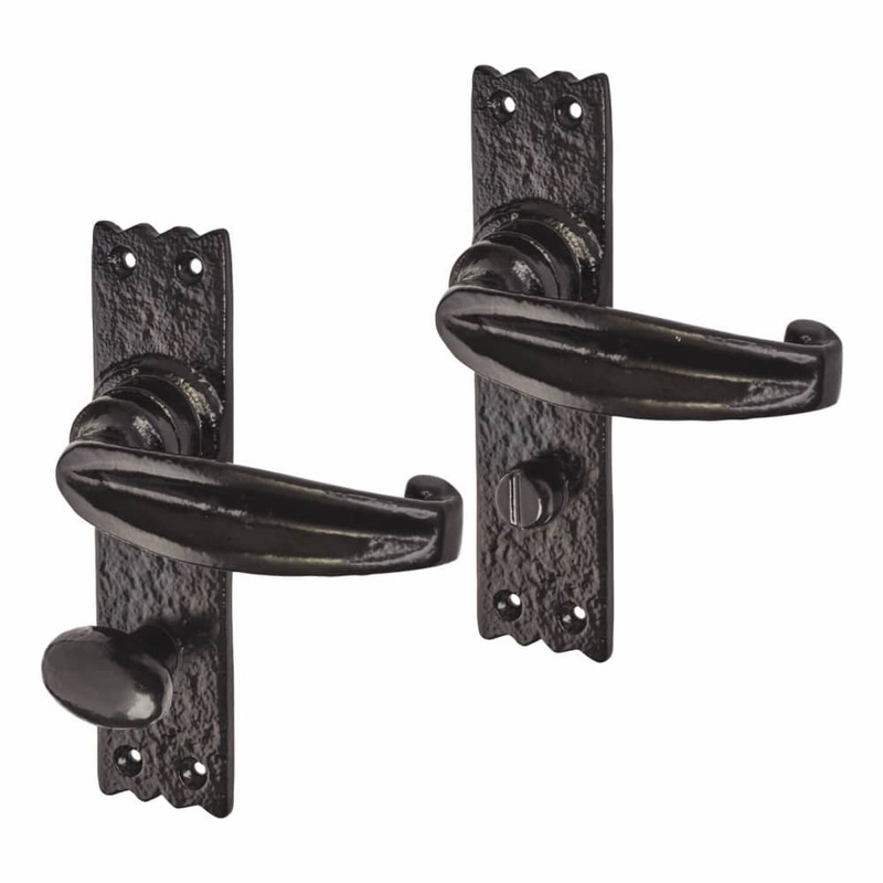 Elan Tudor Bathroom Door Handle – 152 x 38mm – Metalized Antique Black Iron