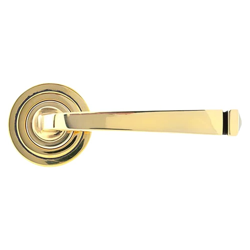 From The Anvil Avon Door Handle on Art Deco Rose – Aged Brass