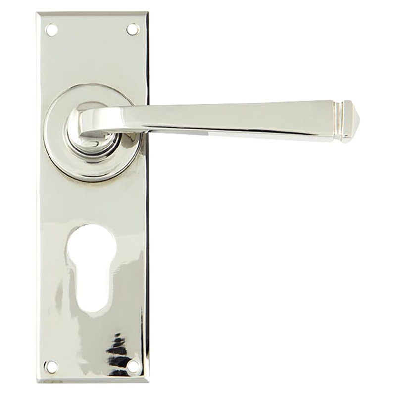 From The Anvil Avon Lock Door Handle – Euro – 152 x 48mm – Polished Nickel