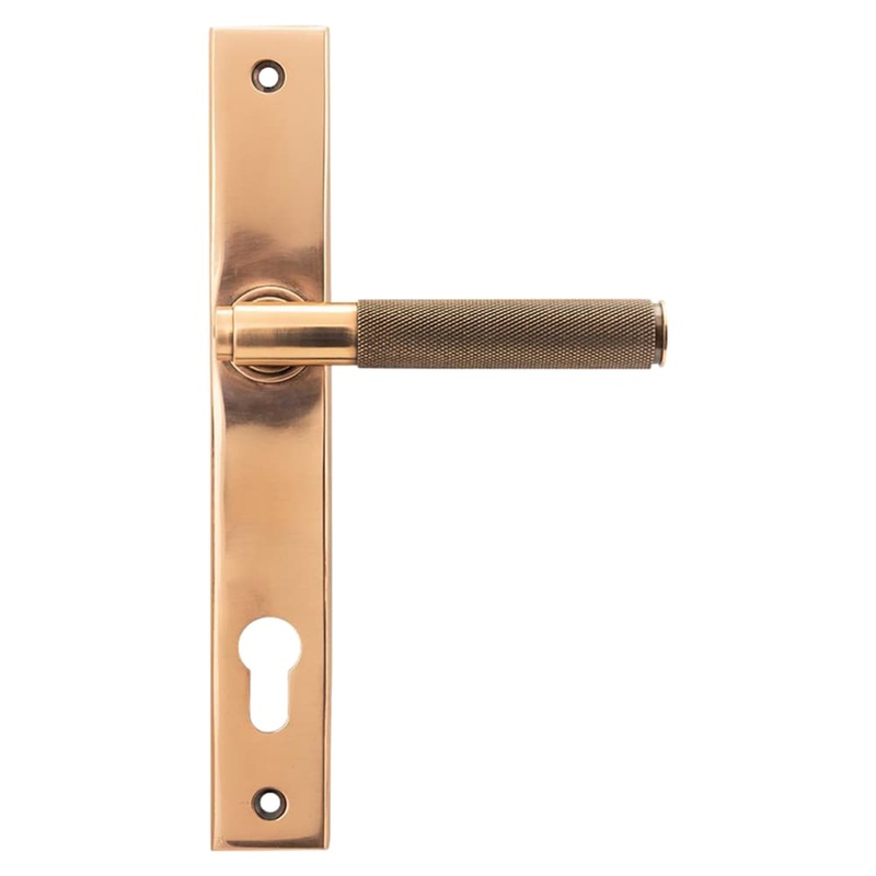 From The Anvil Brompton uPVC Slimline Knurled Multipoint Door Handle – 92mm c/c – Polished Bronze