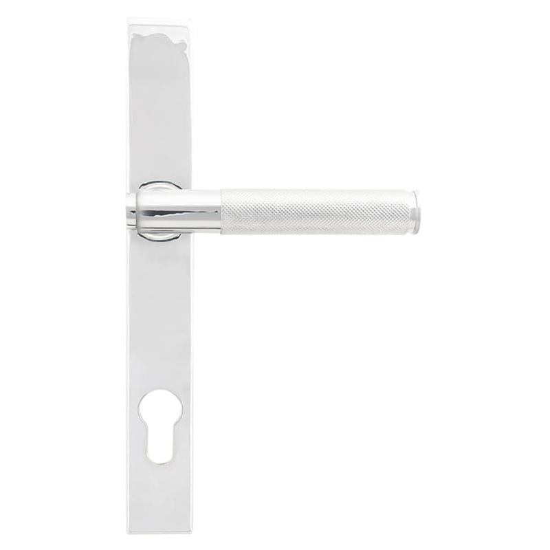 From The Anvil Brompton uPVC Slimline Knurled Multipoint Door Handle – 92mm c/c – Polished Chrome
