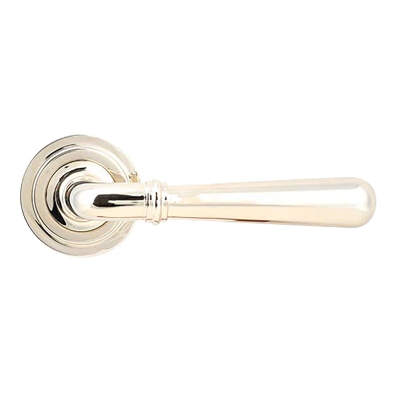 From The Anvil Newbury Door Handle on Art Deco Rose – Polished Nickel
