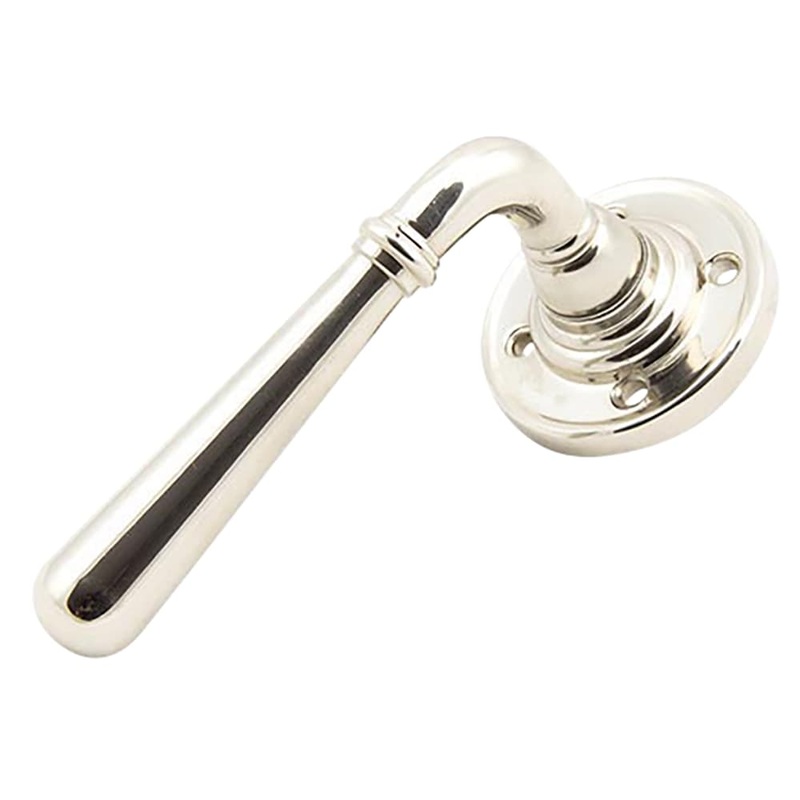 From The Anvil Newbury Door Handle on Rose – Polished Nickel