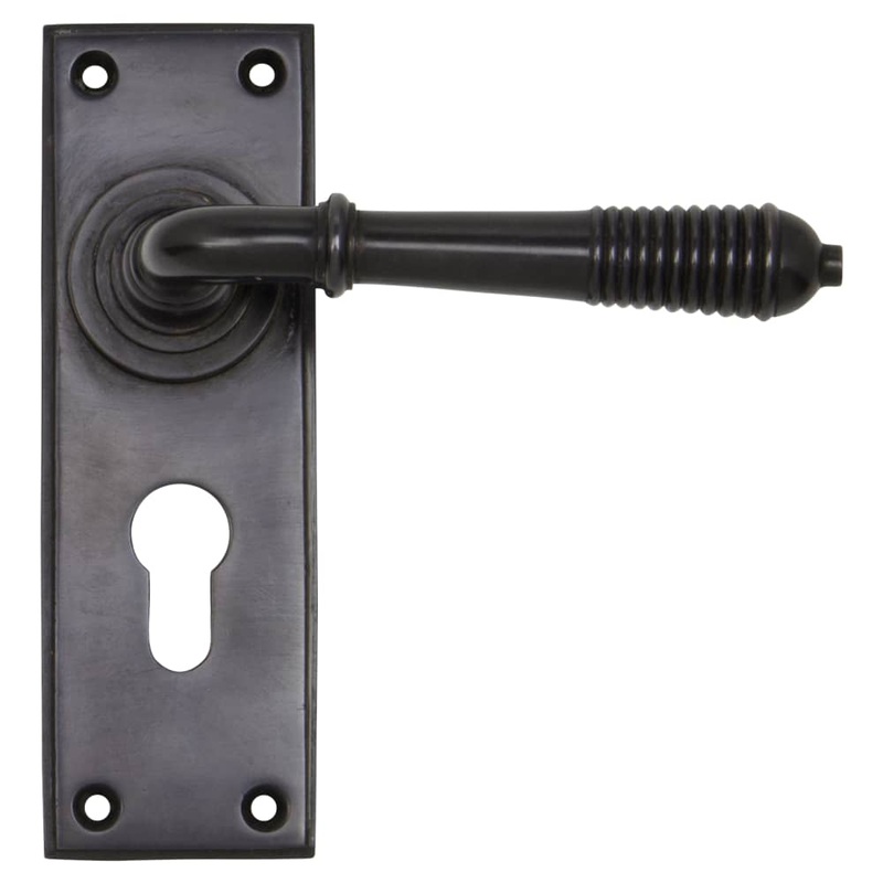 From The Anvil Reeded Lock Door Handle – Euro – 152 x 50mm – Aged Bronze
