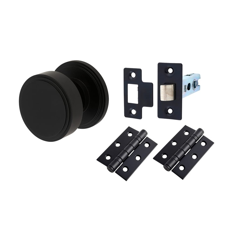 Hampstead Riley Mortice Door Knob Kit  – 62mm Rose Diameter – Matt Black
